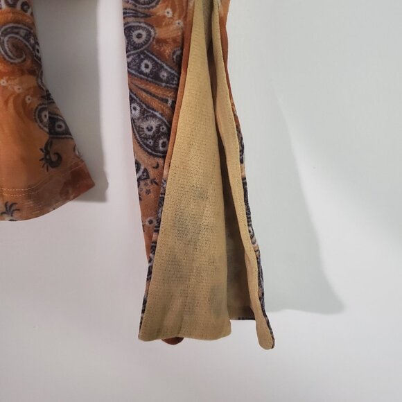 Weston Wear Top Medium Tan Floral Boho Y2K Fairy Retro 70s - Picture 8 of 12